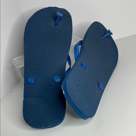 Blue Flip Flops with Daisy Print - Picture 2 of 3